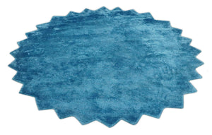 Art Silk 4x4 Round Modern Blue  blended Art Silk Rug entryway, bedside rug