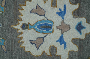 Artic Gray And Ivory Traditional Style Hand Tufted Wool Rug