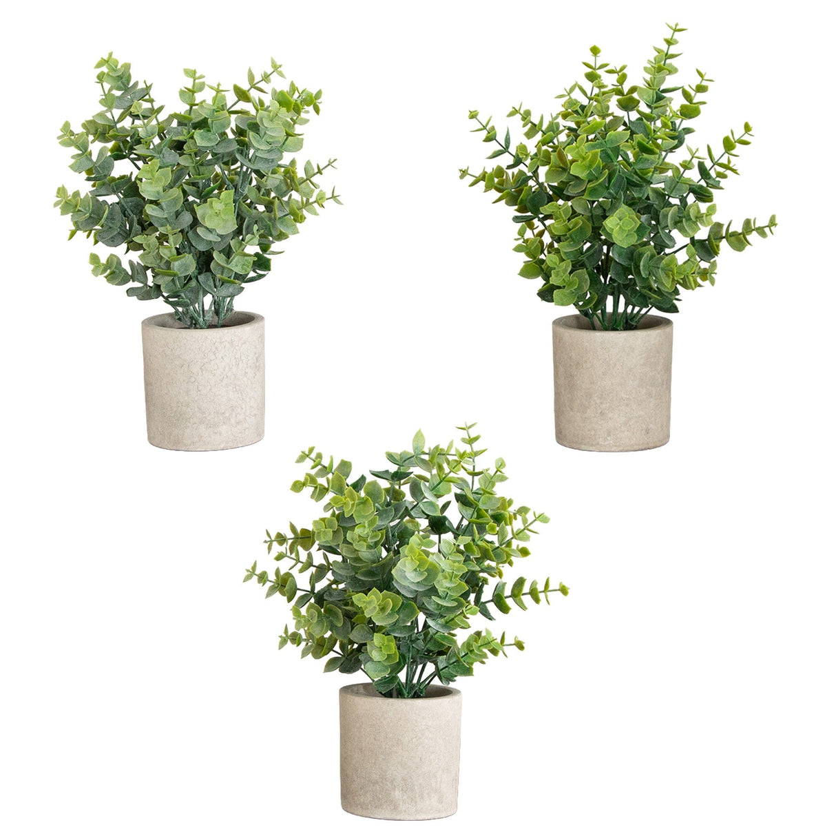 10" Artificial Baby Blue Eucalyptus in Decorative Planter - Set of 3