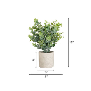 10" Artificial Baby Blue Eucalyptus in Decorative Planter - Set of 3