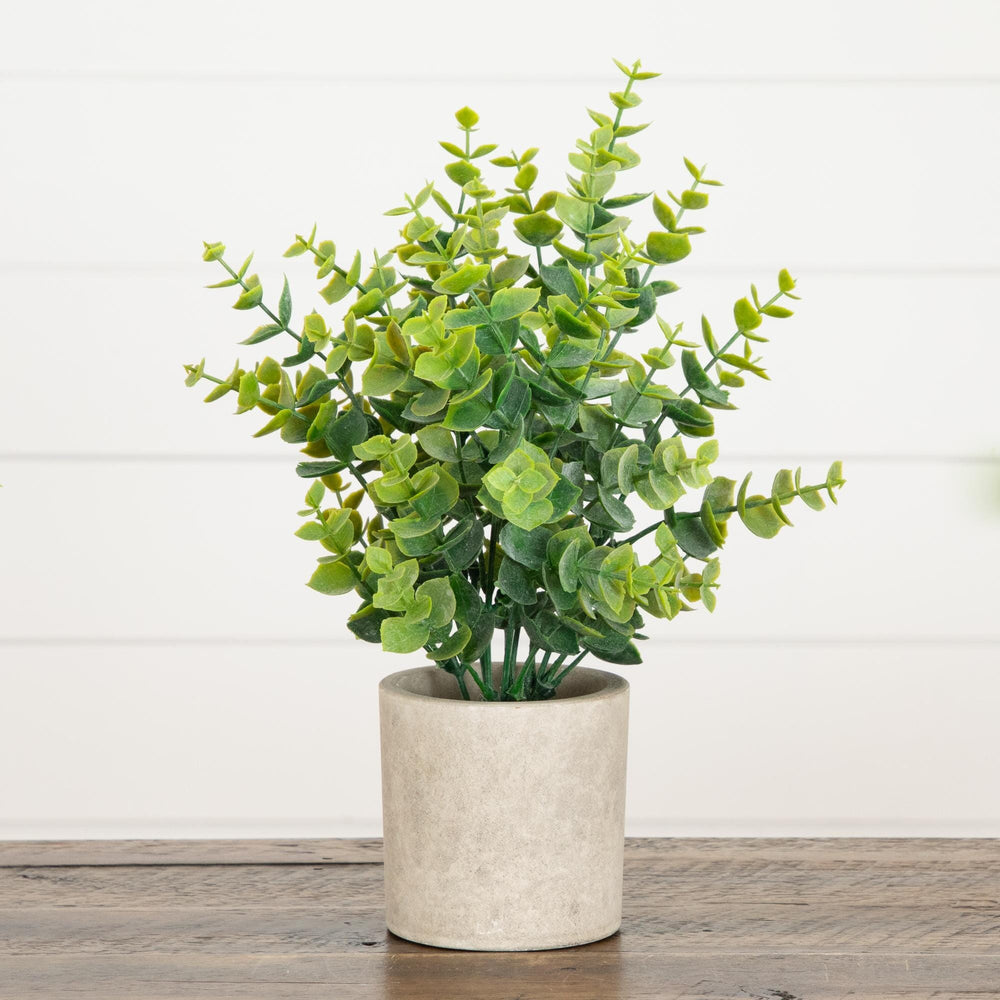 10" Artificial Baby Blue Eucalyptus in Decorative Planter - Set of 3