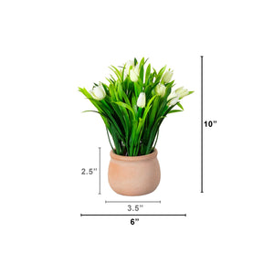 10” Artificial Tulip Plant in Ceramic Planter -Set of 3