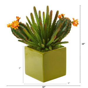 10” Mixed Succulent Artificial Plant in Green Planter