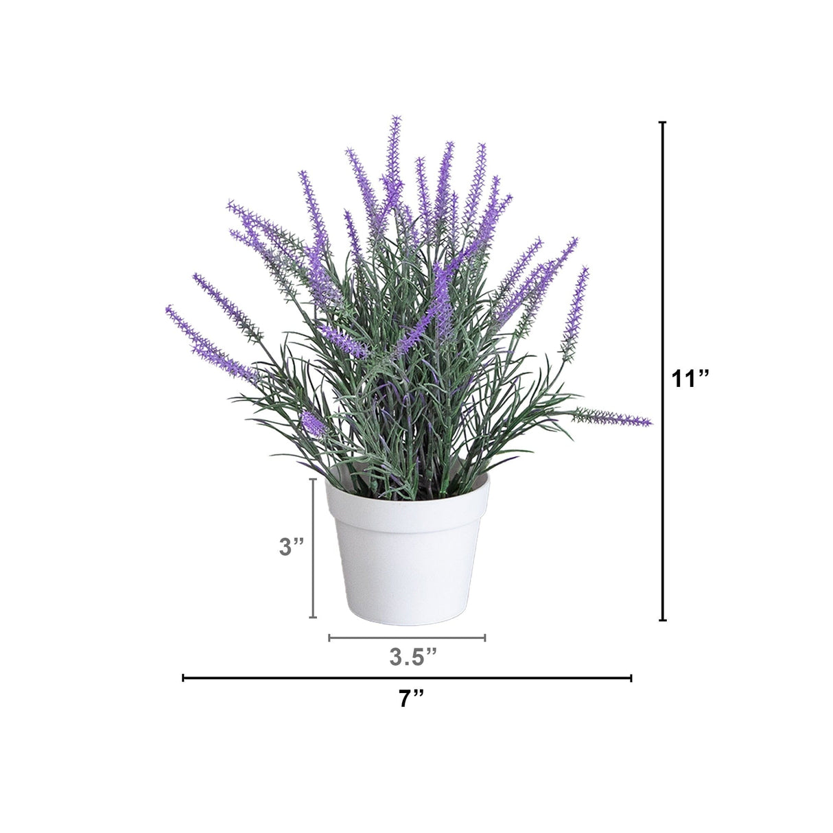 11” Artificial Lavender Plant in White Pot - Set of 3