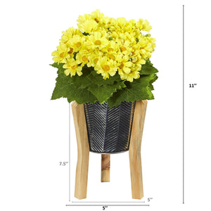 11” Daisy Artificial Arrangement in Tin Vase (Set of 3)