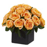 11” Rose Artificial Arrangement in Black Vase