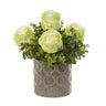 11” Roses and Eucalyptus Artificial Arrangement in Designer Vase
