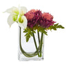 12’’ Calla Lily and Artichoke in Rectangular Glass Vase Artificial Arrangement