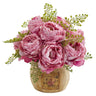12” Peony Artificial Arrangement in Decorative Planter