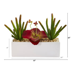 12” Succulent Artificial Plant in White Planter