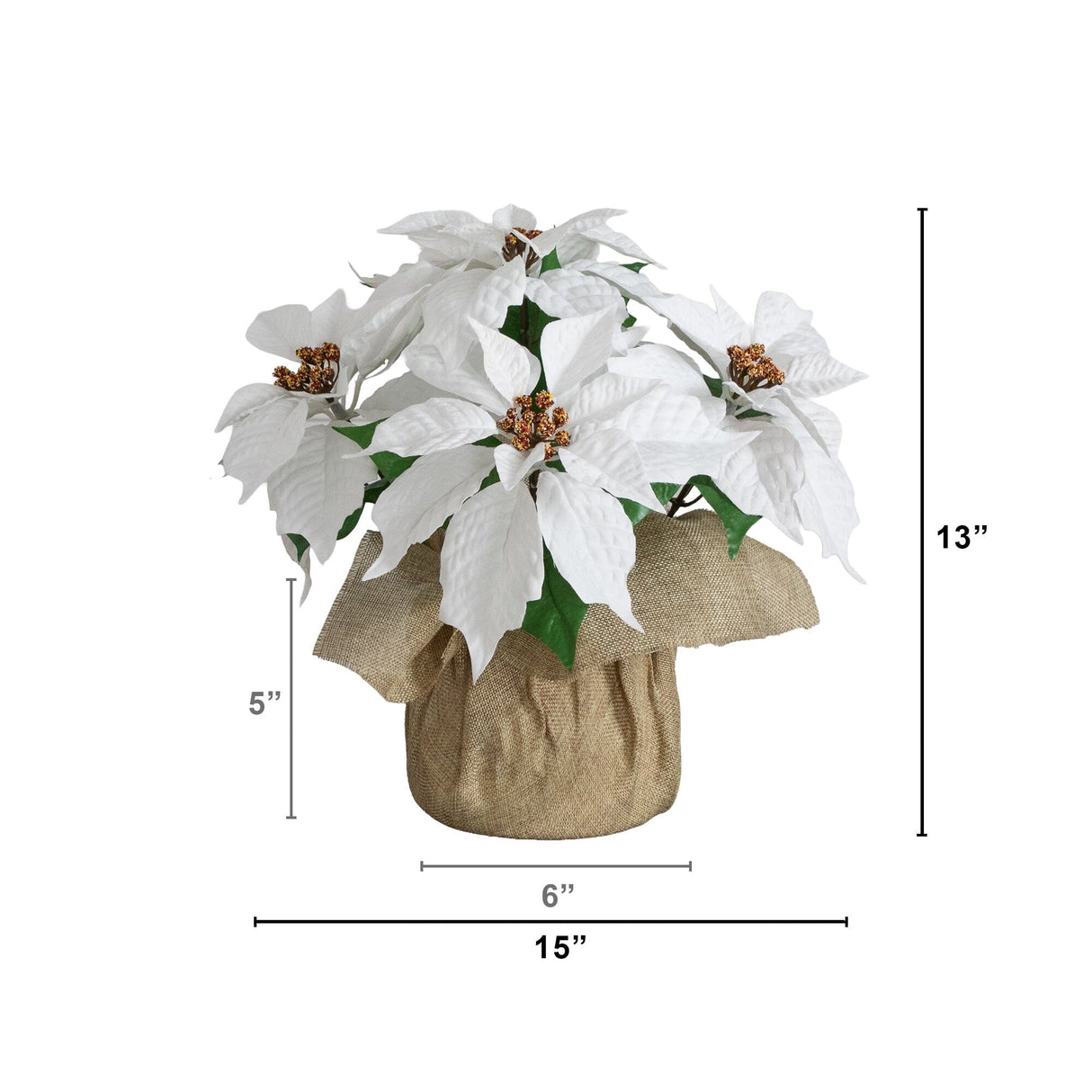 13" Artificial Poinsettia Arrangement in Burlap Planter - Set of 2