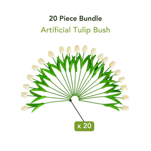13” Artificial White Tulip Flower Bundle - Set of 20