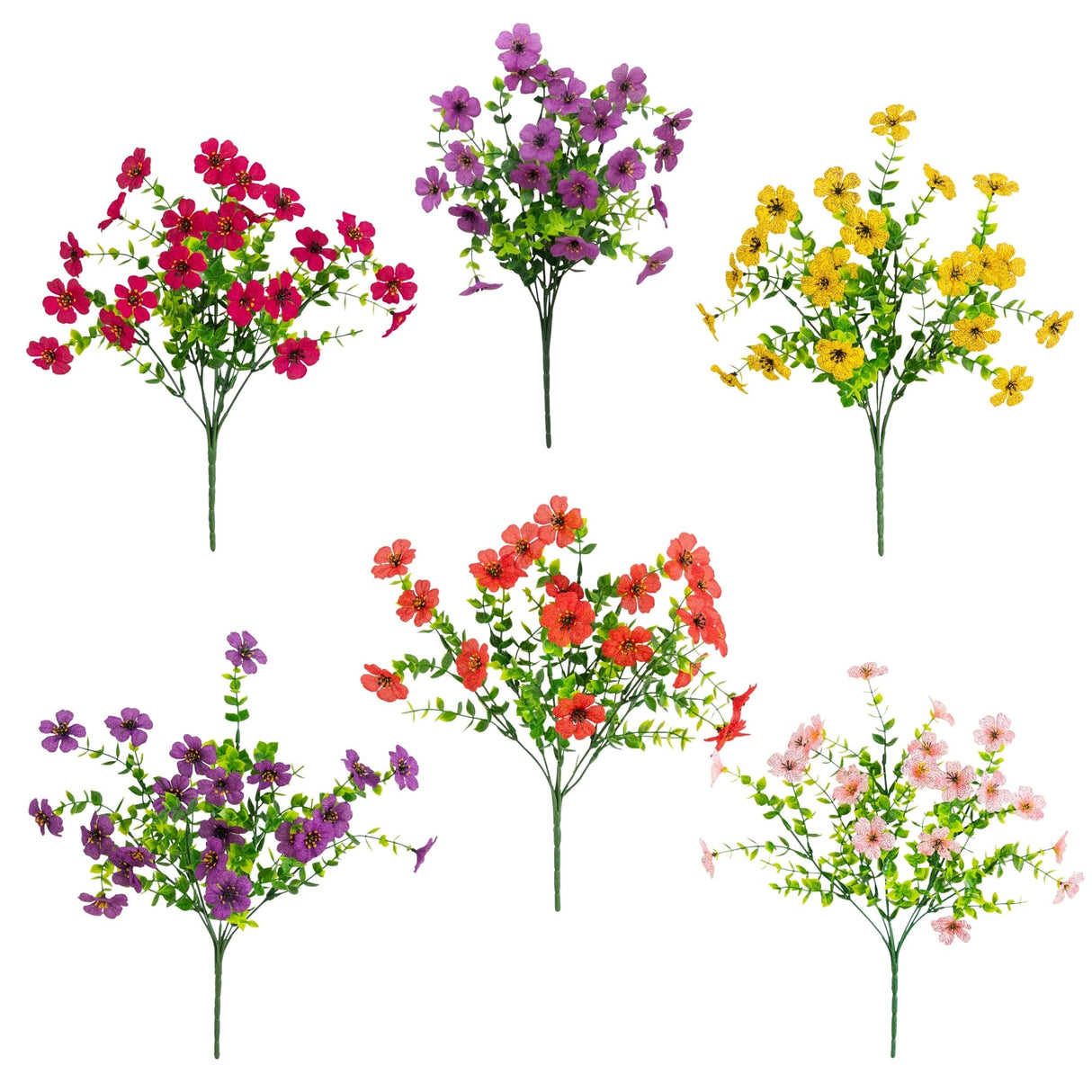 13" UV Daisy Flower Bush Plant (Indoor/Outdoor)- Set of 12