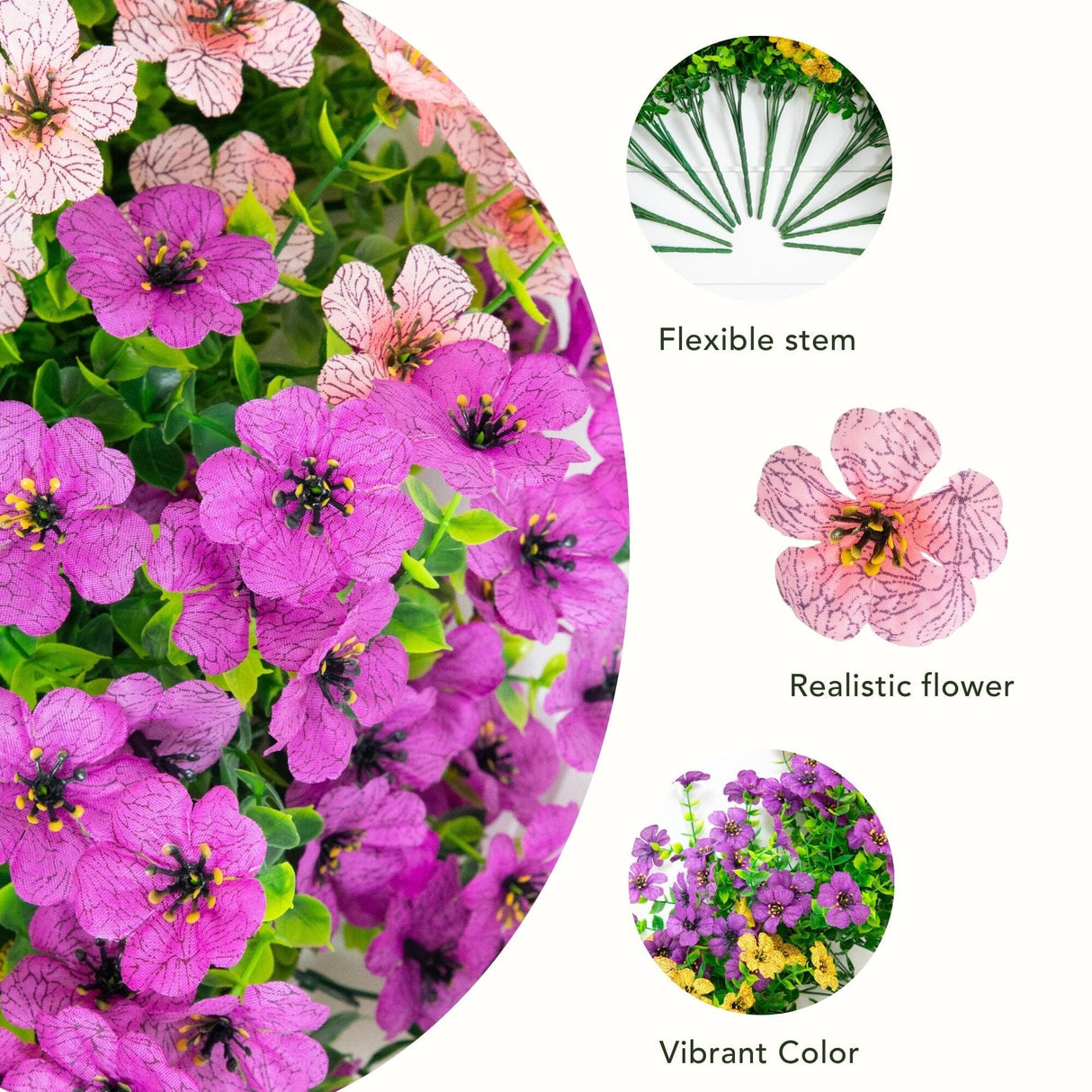 13" UV Daisy Flower Bush Plant (Indoor/Outdoor)- Set of 12