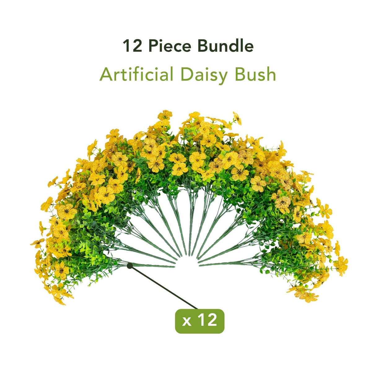 13" UV Daisy Flower Bush Plant (Indoor/Outdoor)- Set of 12