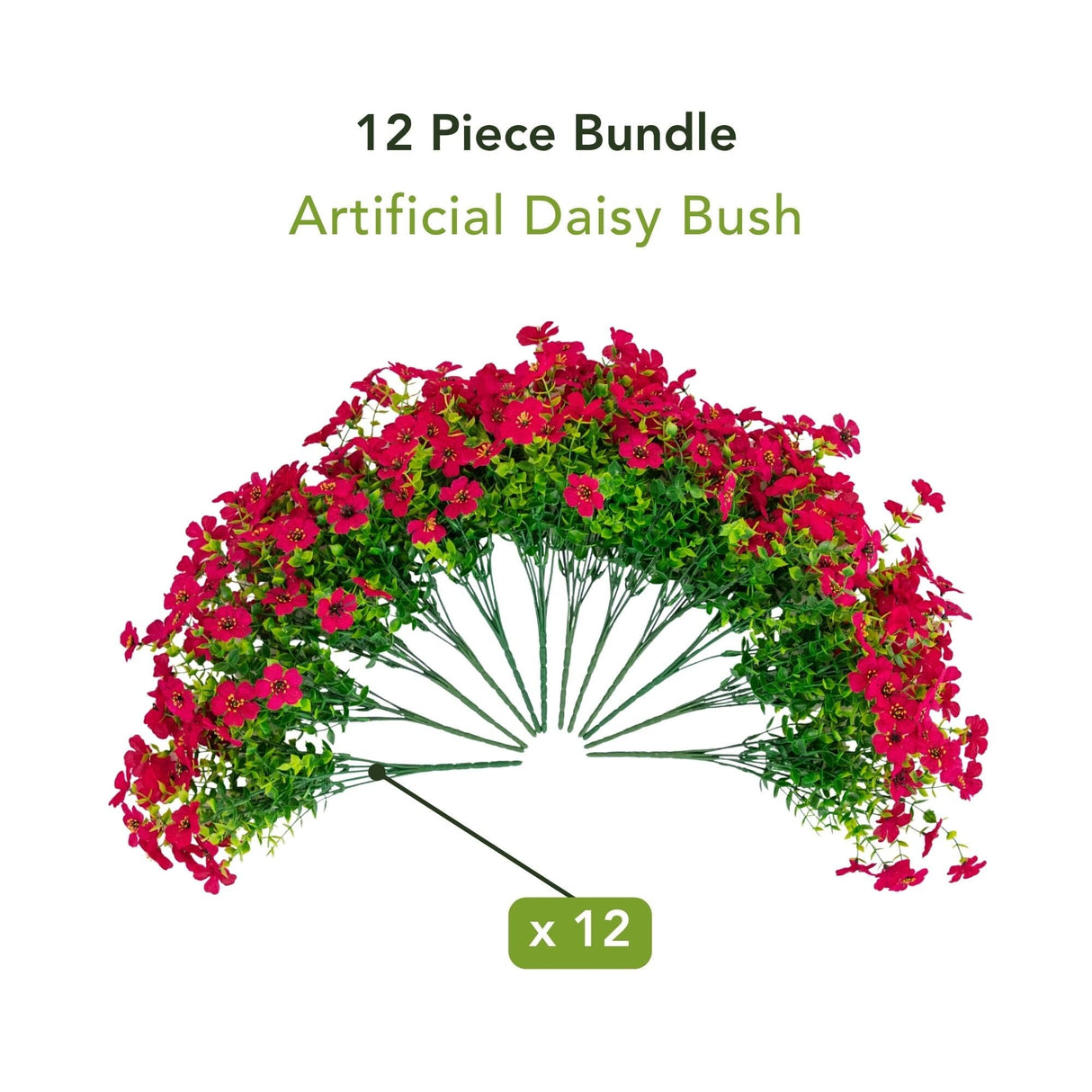 13" UV Daisy Flower Bush Plant (Indoor/Outdoor)- Set of 12