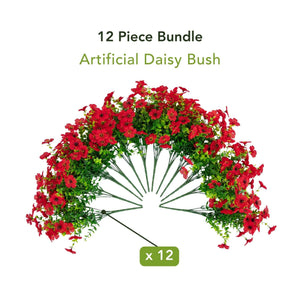 13" UV Daisy Flower Bush Plant (Indoor/Outdoor)- Set of 12