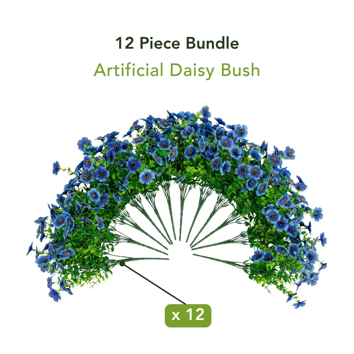 13" UV Daisy Flower Bush Plant (Indoor/Outdoor)- Set of 12