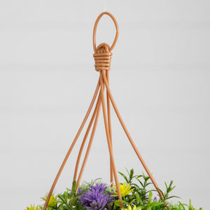 13” UV Resistant Artificial Dandelion and Rosemary in Woven Hanging Basket (Indoor/Outdoor) -Set of 2