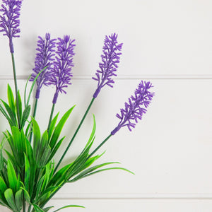 13" UV Resistant Artificial Flowering Lavender Bush (Indoor/Outdoor) - Set of 12