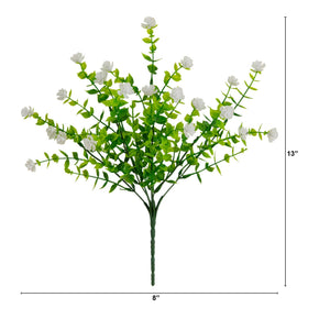 13" UV Resistant Artificial Flowering Mini Rose Bush (Indoor/Outdoor) - Set of 12