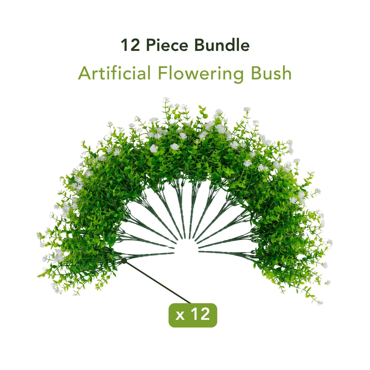 13" UV Resistant Artificial Flowering Mini Rose Bush (Indoor/Outdoor) - Set of 12