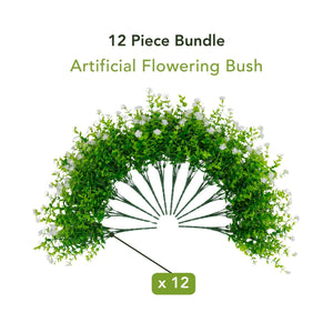 13" UV Resistant Artificial Flowering Mini Rose Bush (Indoor/Outdoor) - Set of 12