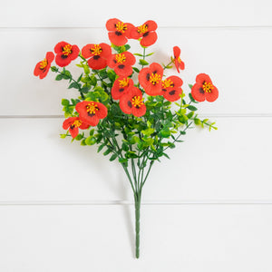 13in. UV Resistant Artificial Pansy Bush (Indoor/Outdoor) - Set of 12