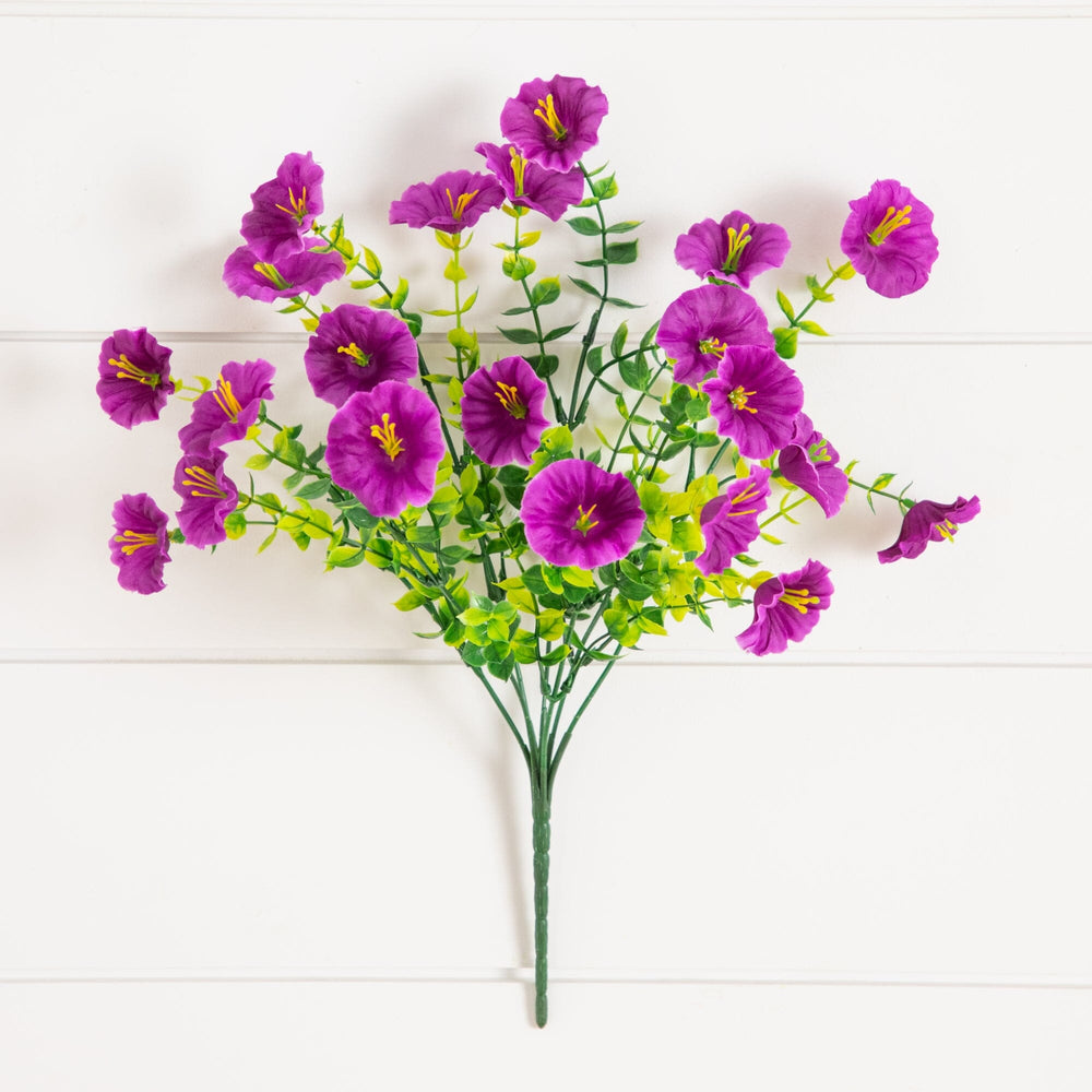 14" UV Resistant Artificial Morning Glory Bush (Indoor/Outdoor) - Set of 12