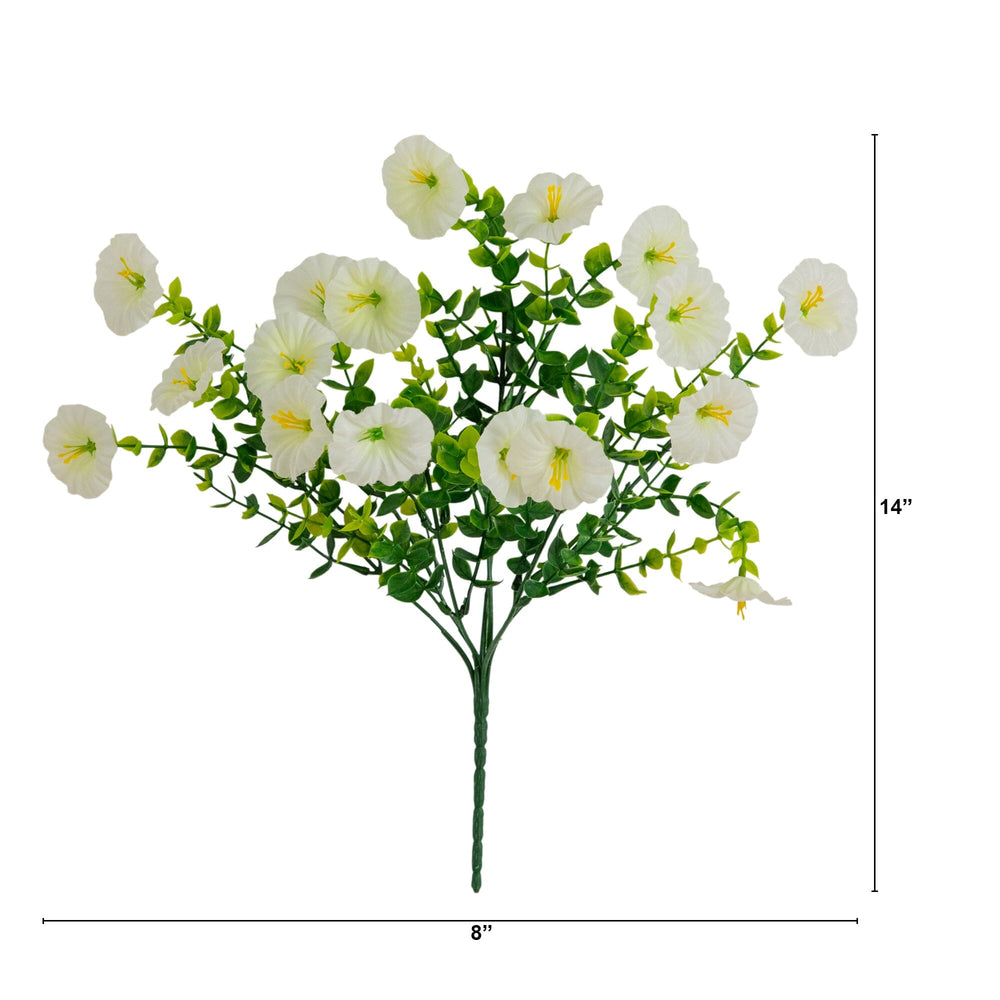 14" UV Resistant Artificial Morning Glory Bush (Indoor/Outdoor) - Set of 12