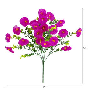 14" UV Resistant Artificial Morning Glory Bush (Indoor/Outdoor) - Set of 12
