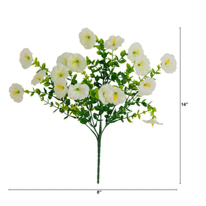 14" UV Resistant Artificial Morning Glory Bush (Indoor/Outdoor) - Set of 12