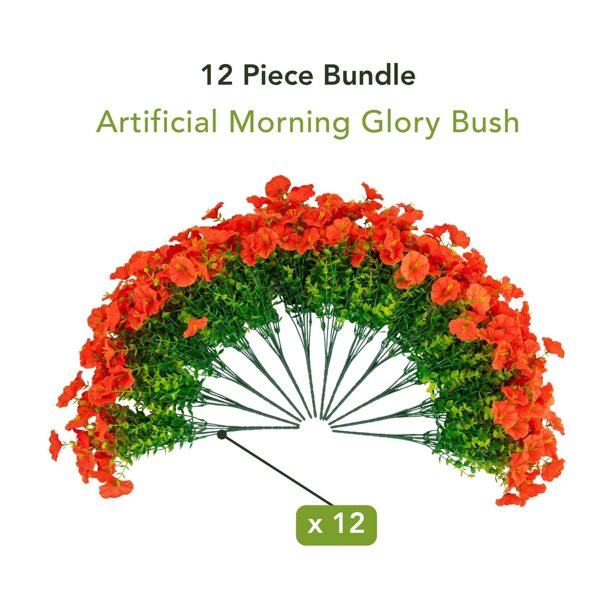 14" UV Resistant Artificial Morning Glory Bush (Indoor/Outdoor) - Set of 12