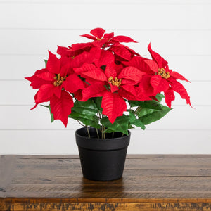 15" Artificial Poinsettia Plant