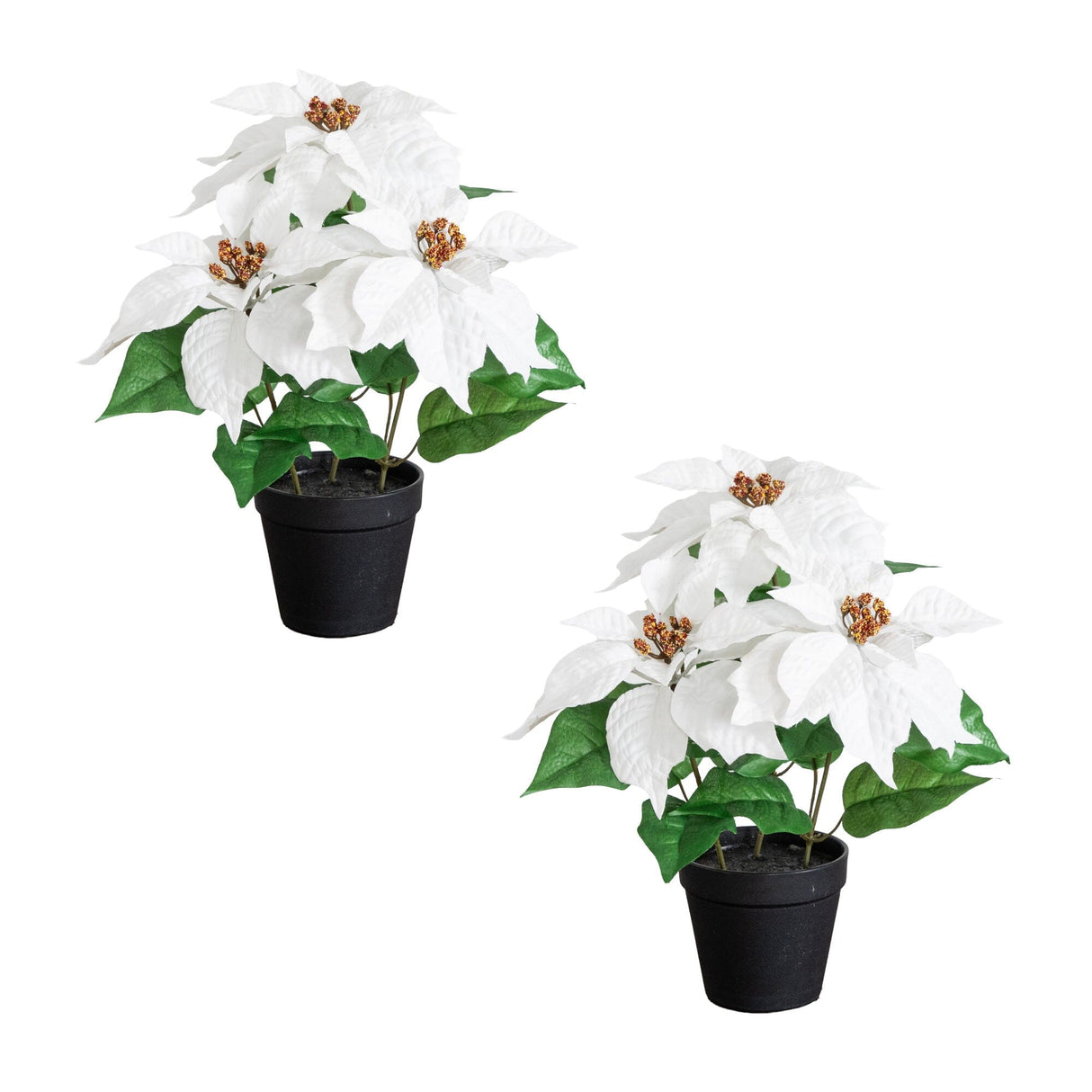 15" Artificial Poinsettia Plant - Set of 2