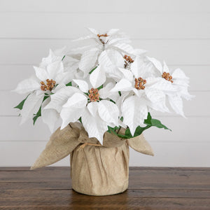 16" Artificial Poinsettia Arrangement in Burlap Planter