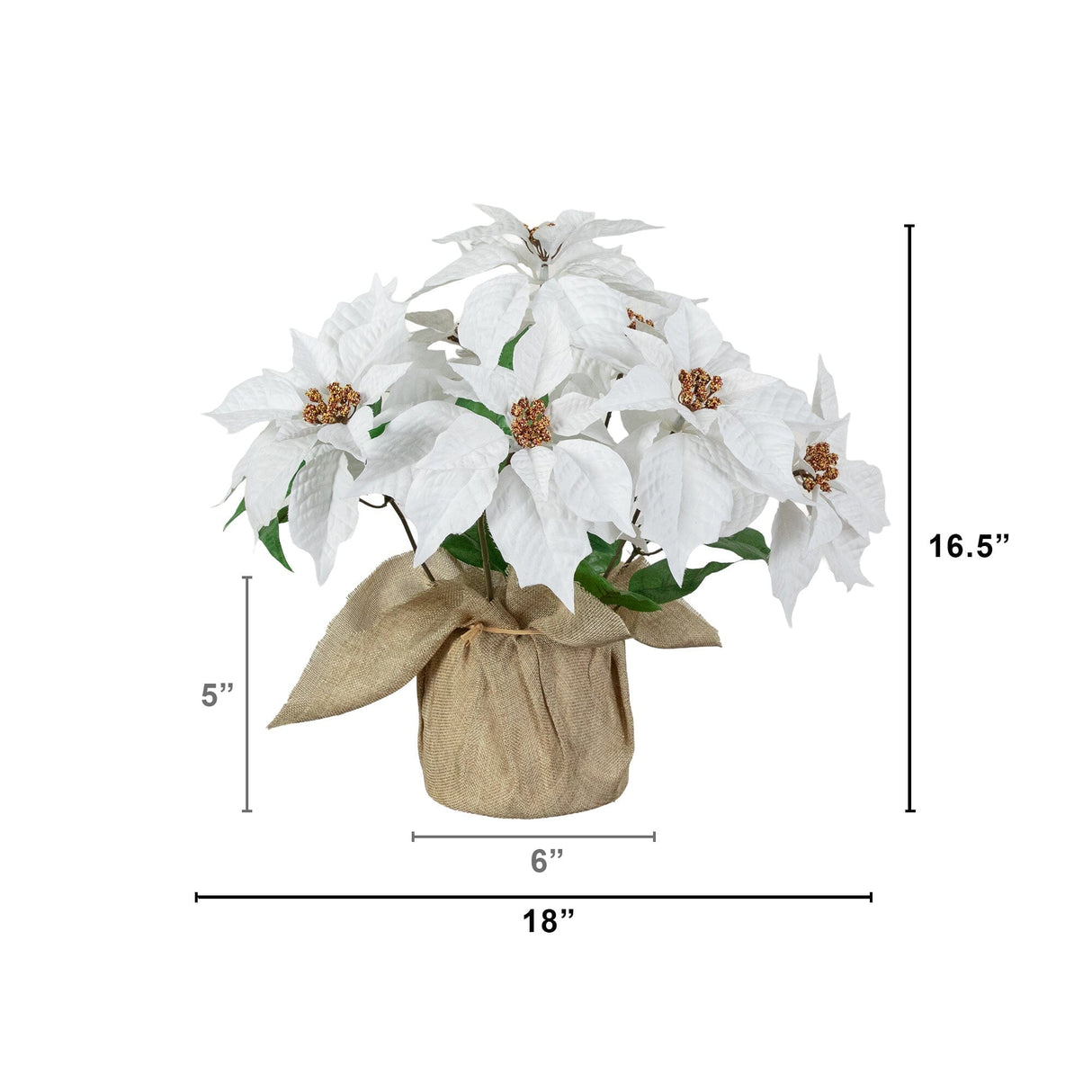 16" Artificial Poinsettia Arrangement in Burlap Planter