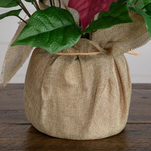 16" Artificial Poinsettia Arrangement in Burlap Planter