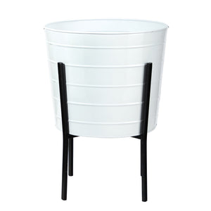 16” Farmhouse Metal Ribbed Planter