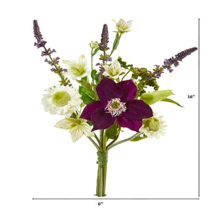 16” Mixed Artificial Flower Bouquet (Set of 6)