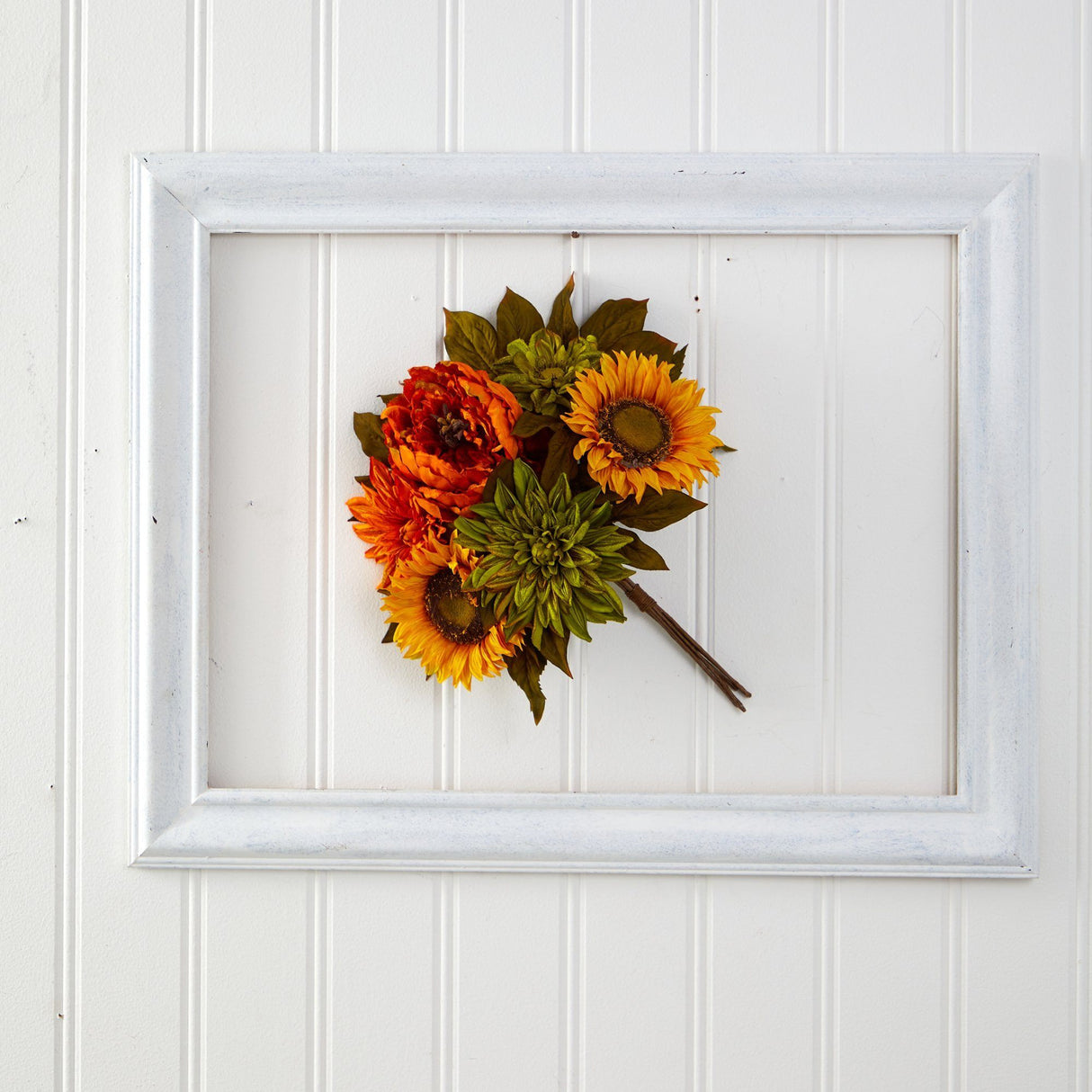 16” Peony, Dahlia and Sunflower Artificial Flower Bouquet (Set of 2)