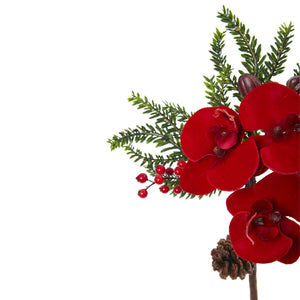 16” Phalaenopsis Orchid and Berry Artificial Flower (Set of 6)
