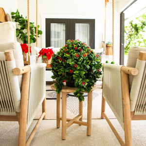 16” UV Resistant Artificial Holly Berry Christmas Plant (Indoor/Outdoor)
