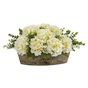 17” Hydrangea and Eucalyptus Artificial Arrangement