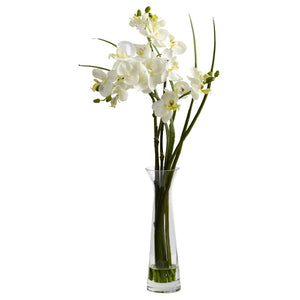18" Artificial Mini Phalaenopsis In Colored Vases (Set of 4)"