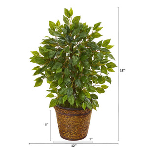 18” Mini Ficus Artificial Tree in Basket