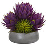 18” Musella and Succulent Arrangement in Gray Garden Vase