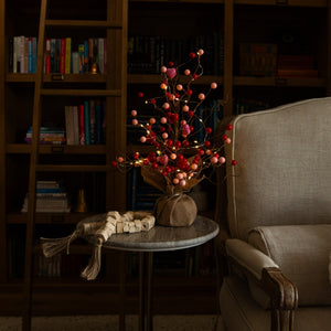 18" Pre-Lit Artificial Valentine's Day Heart & Berry Twig Tree with 30 LED String Lights in Burlap Wrapped Base