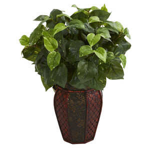 19" Pothos Artificial Plant in Decorative Planter"