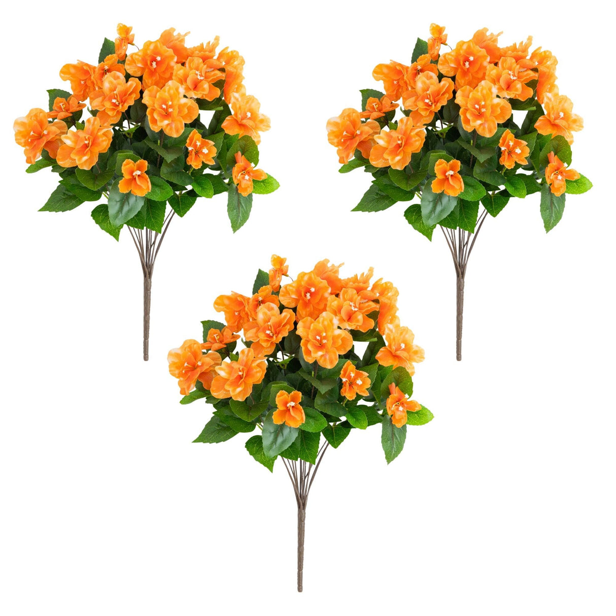 19" UV Resistant Artificial Azalea Bush (Indoor/Outdoor) - Set of 3